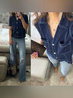 New💙 City Chic Contrast Stitch Denim Shirt